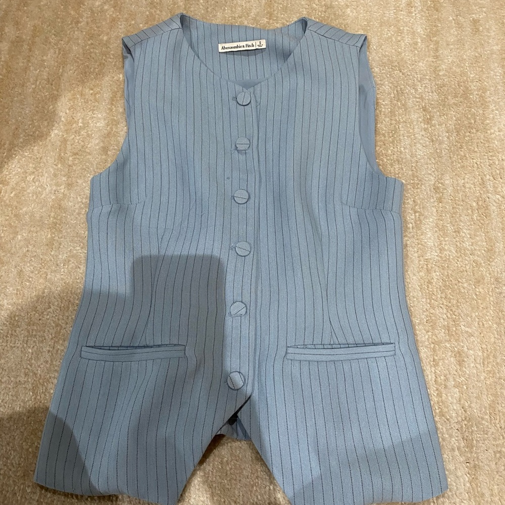 Abercrombie & Fitch Blue Striped Sleeveless Blouse